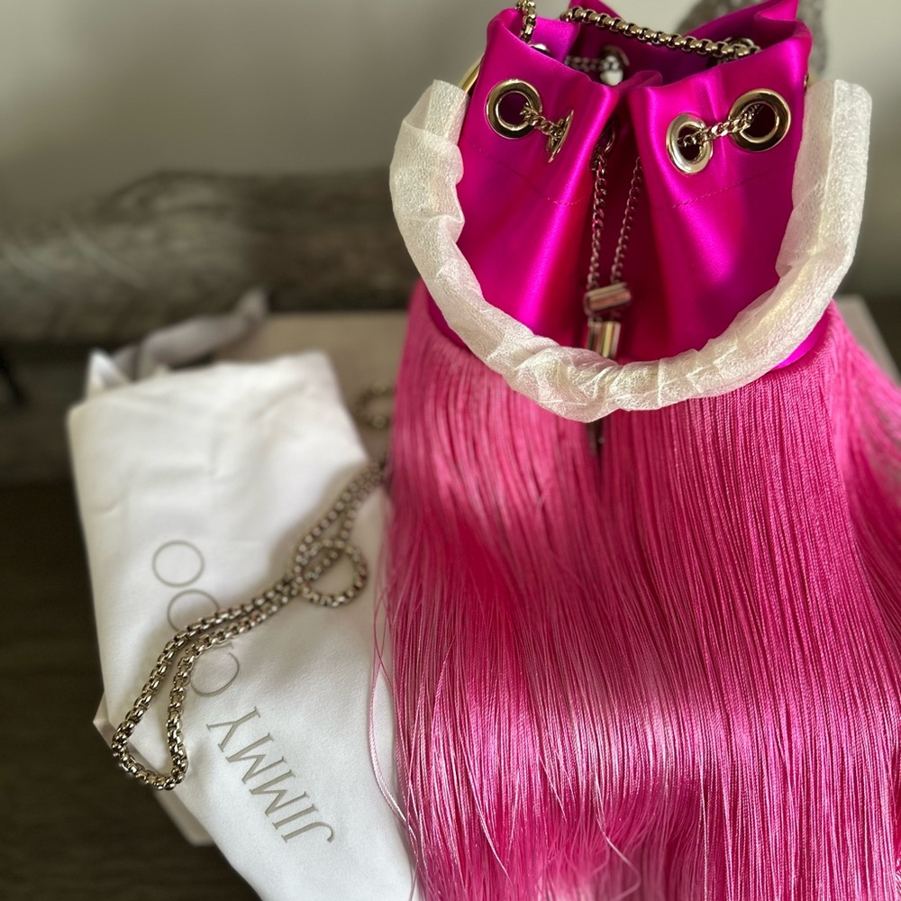 ✨✨SOLD✨✨Jimmy Choo Bon Bon Small Fringed Bucket Bag - Picture 5 of 12
